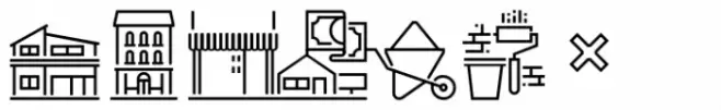 Square Line Icons Estate Cons